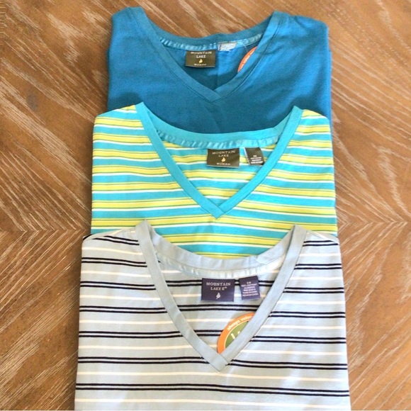 (3) Mountain Lake Woman Striped Short Sleeve Casual Cotton Tee Shirts Size 2X - Picture 1 of 11